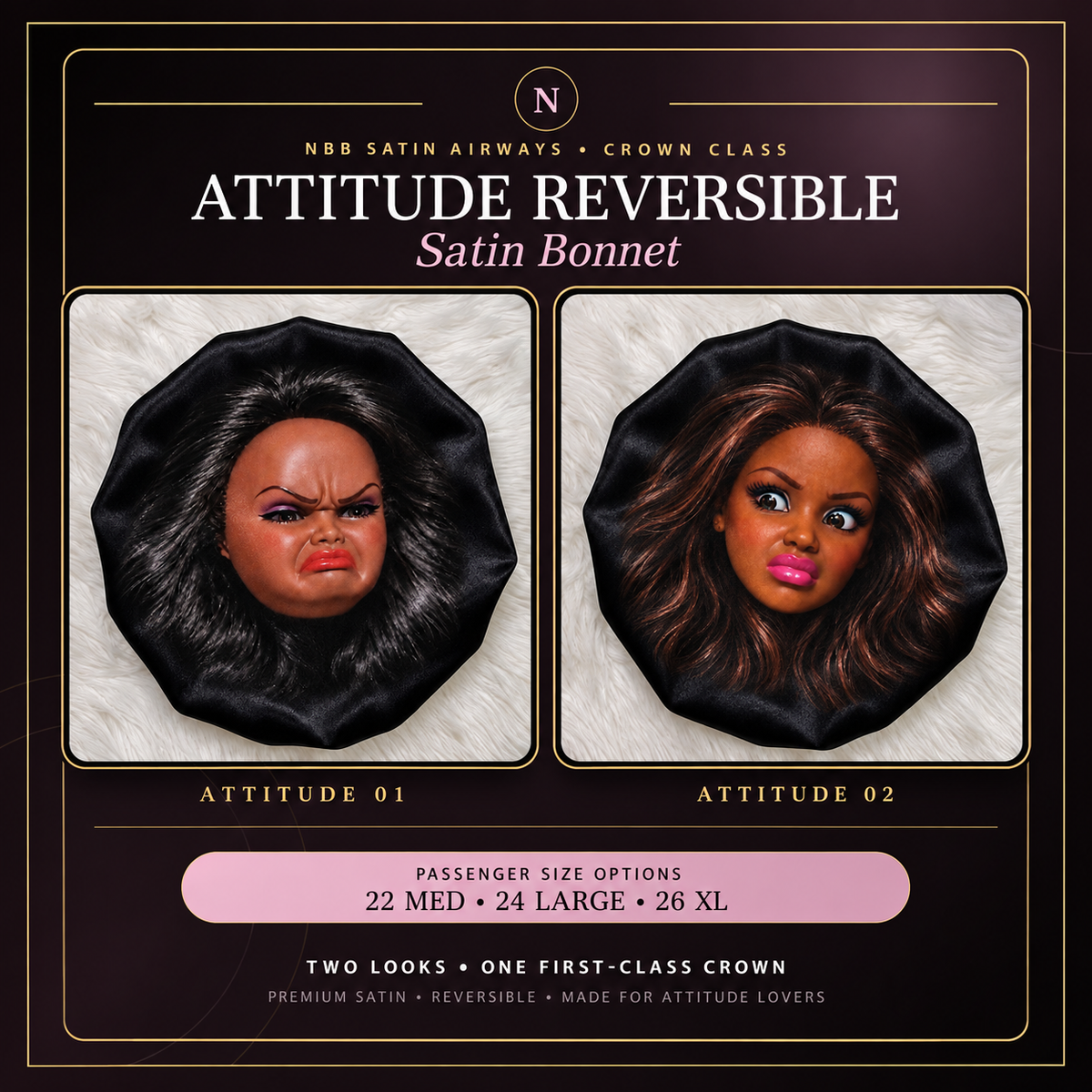 Attitude Reversible Flight satin bonnet collection product card