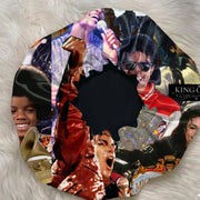Solid black reverse side of MJ Lovers reversible satin bonnet