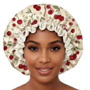 Ivory Cherry reversible satin bonnet pattern