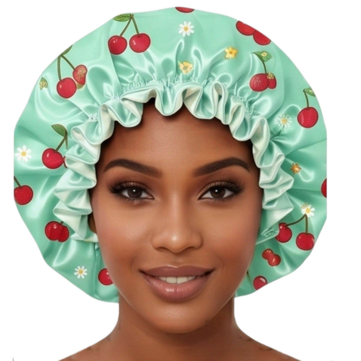 Mint Cherry reversible satin bonnet pattern