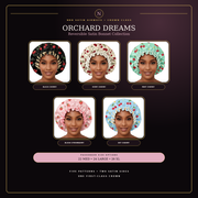 Orchard Dreams reversible satin bonnet collection with five pattern options